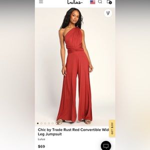 NEW WITH TAGS, Lulus Chic by Trade Rust Red Convertible Jumpsuit, Medium